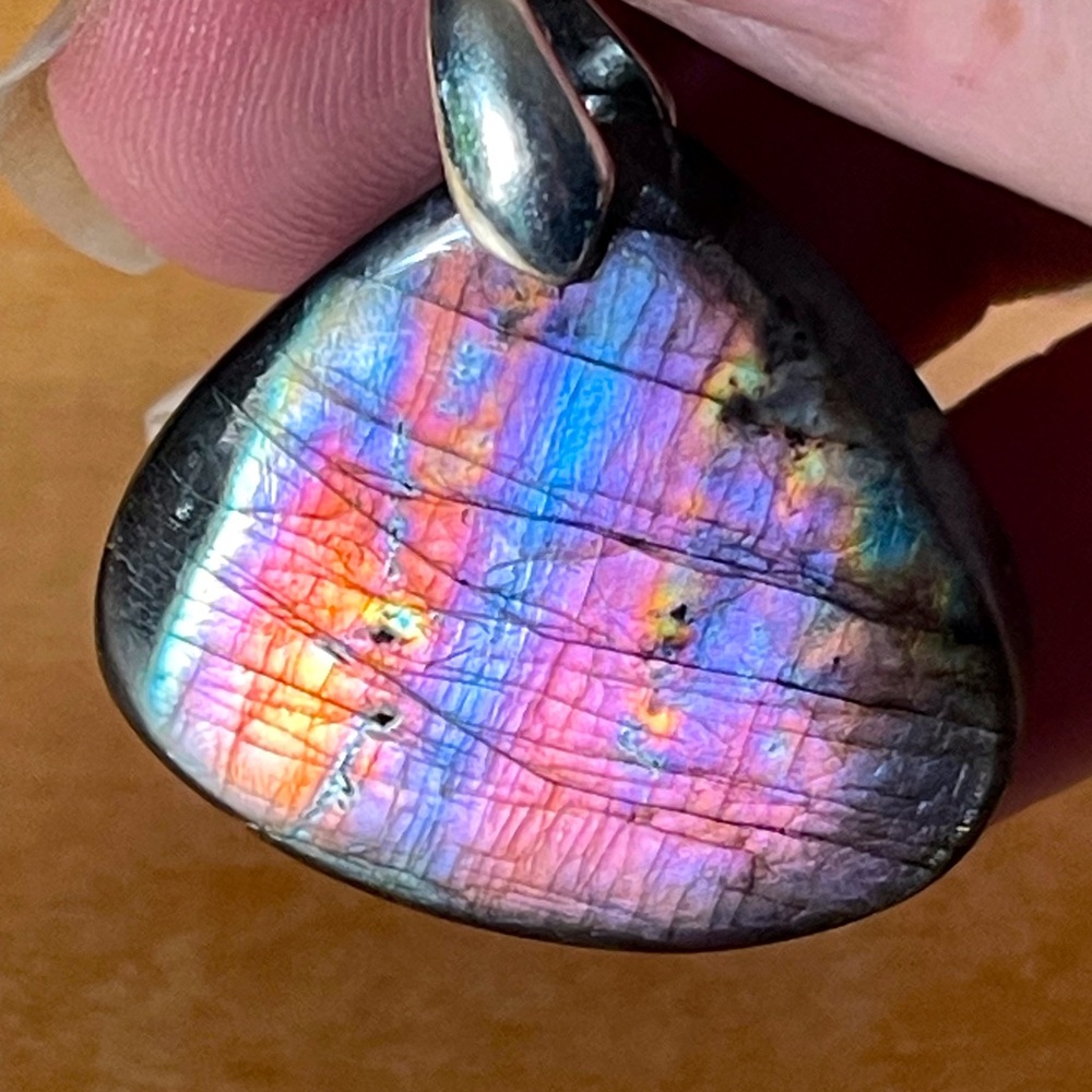 Beautiful, Pink & Purple Labradorite Pendant Necklace